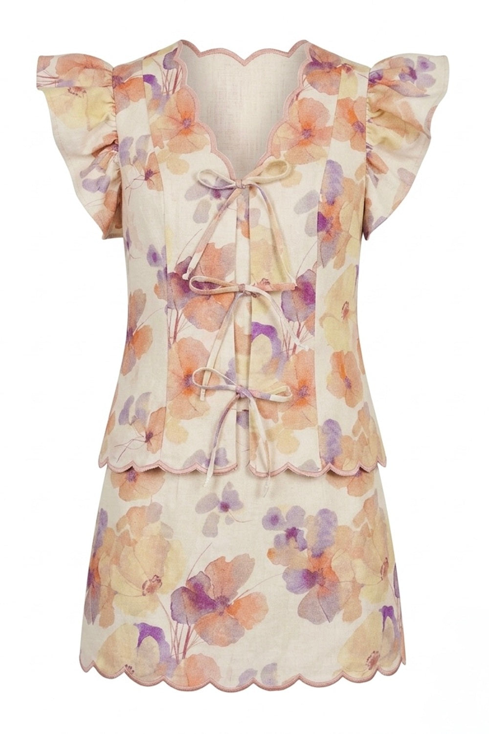 CAPRI SCALLOPED SHIRT AND SHORT SKIRT