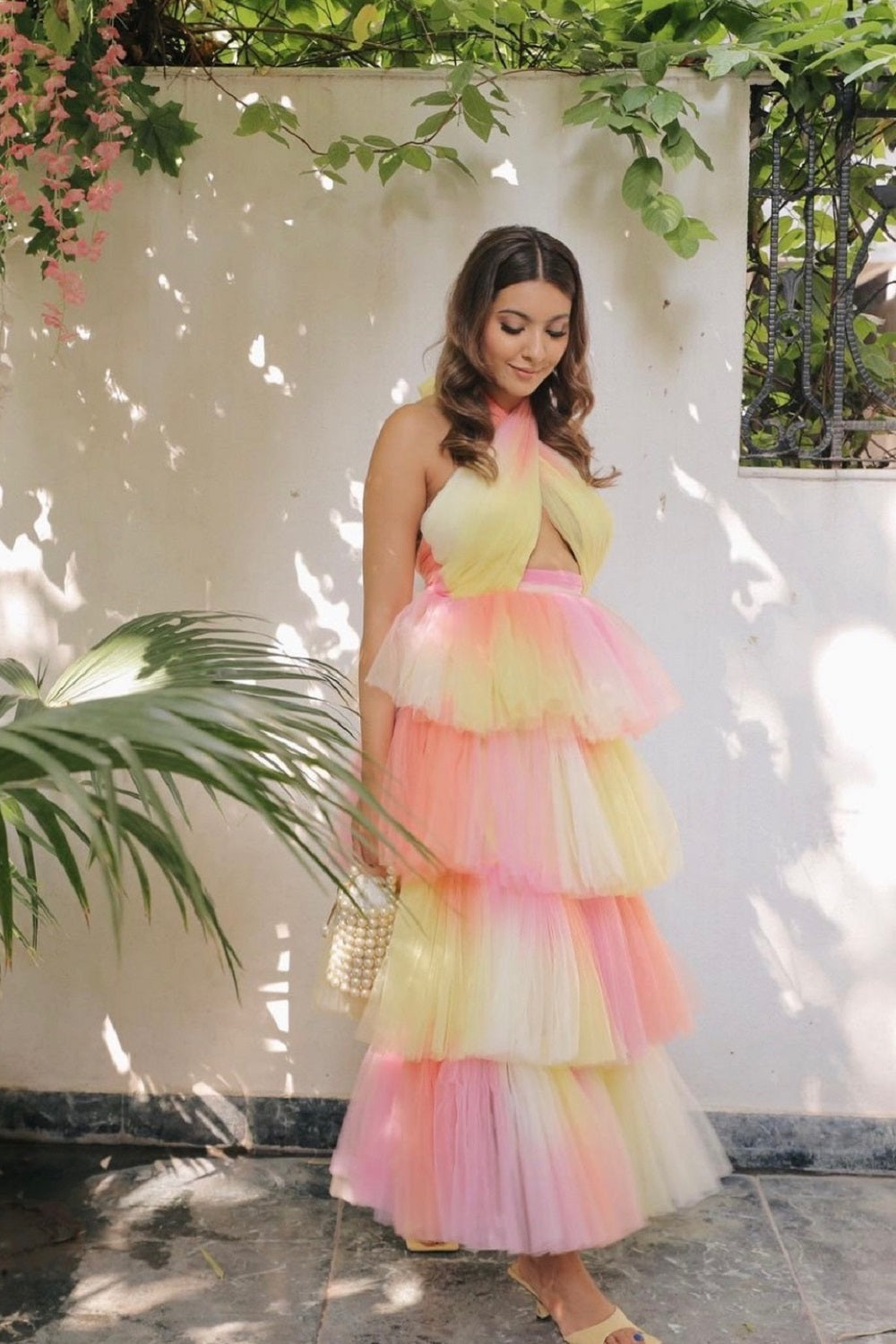 Niki Mehra in Our Malina Midi DRESS-SUNSET Sorbet S