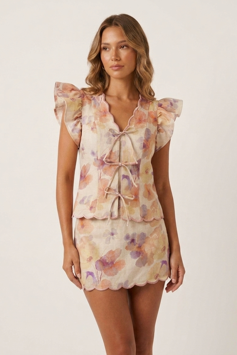 CAPRI SCALLOPED SHIRT AND SHORT SKIRT
