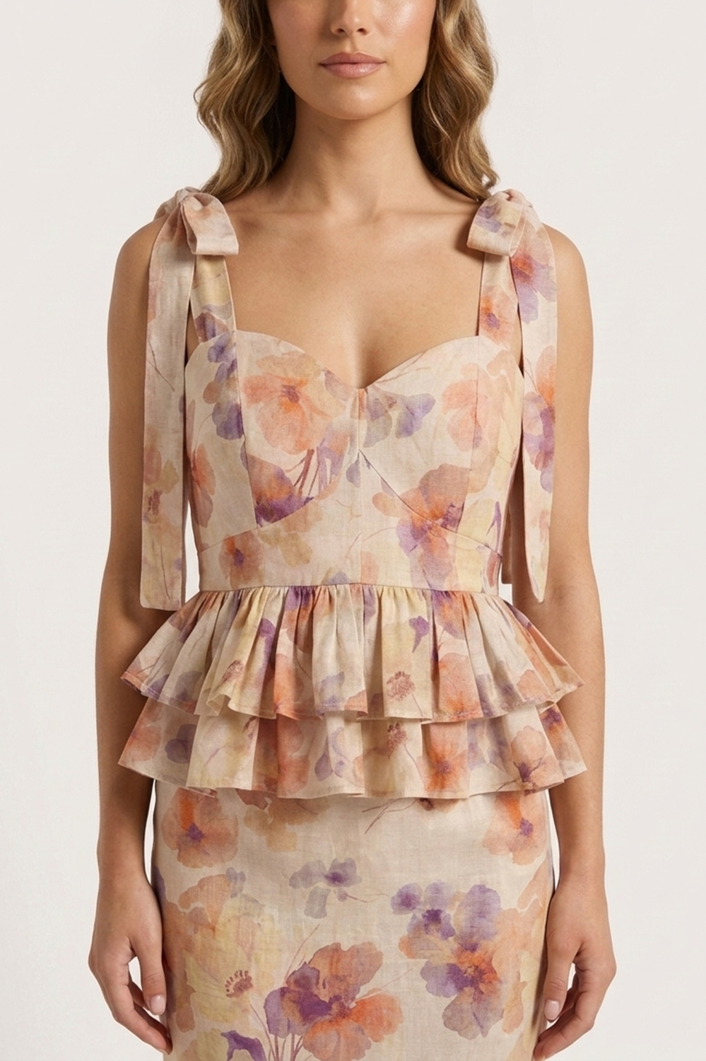 CAPRI PEPLUM TOP AND MIDI SKIRT