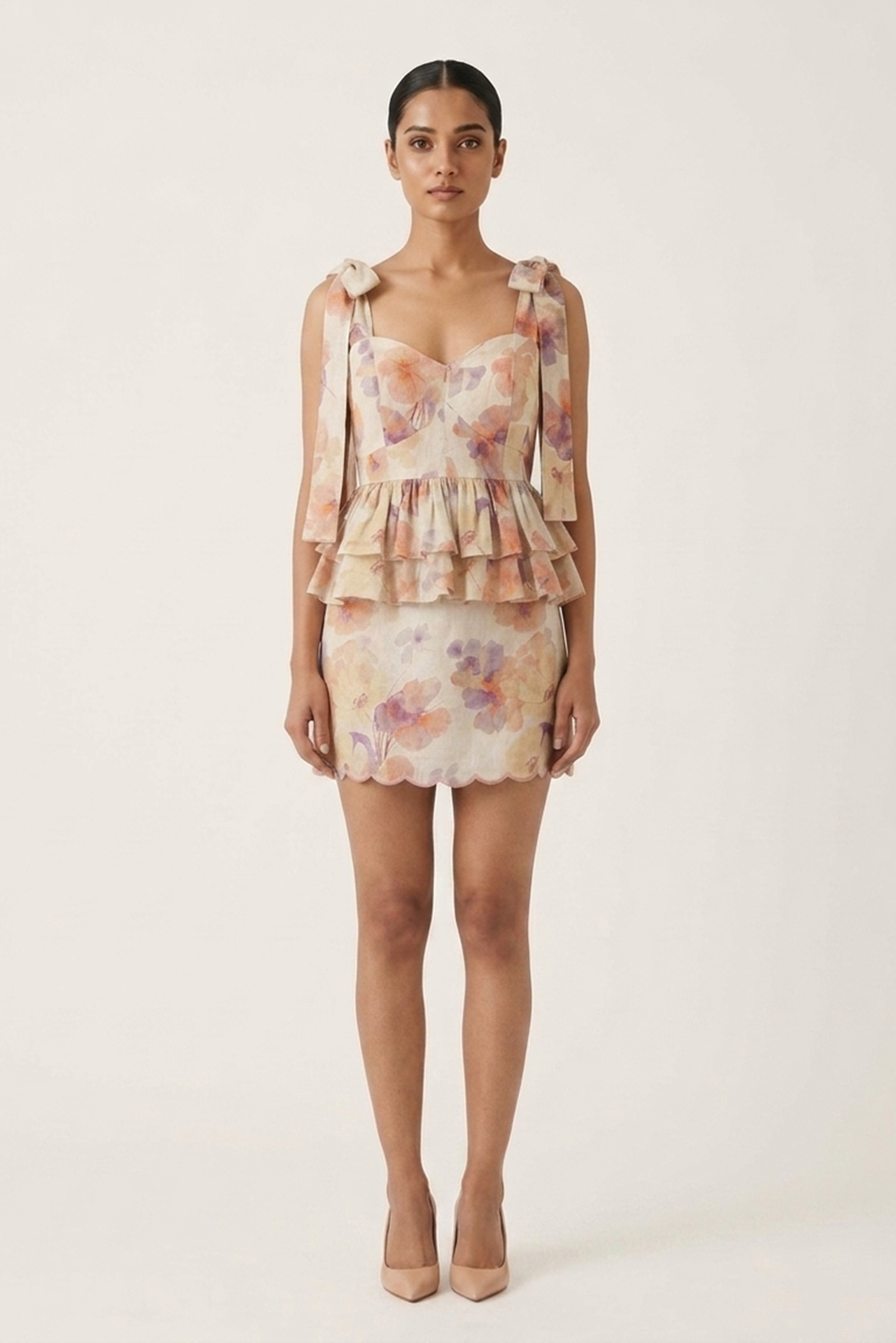 CAPRI PEPLUM TOP AND SHORT SKIRT
