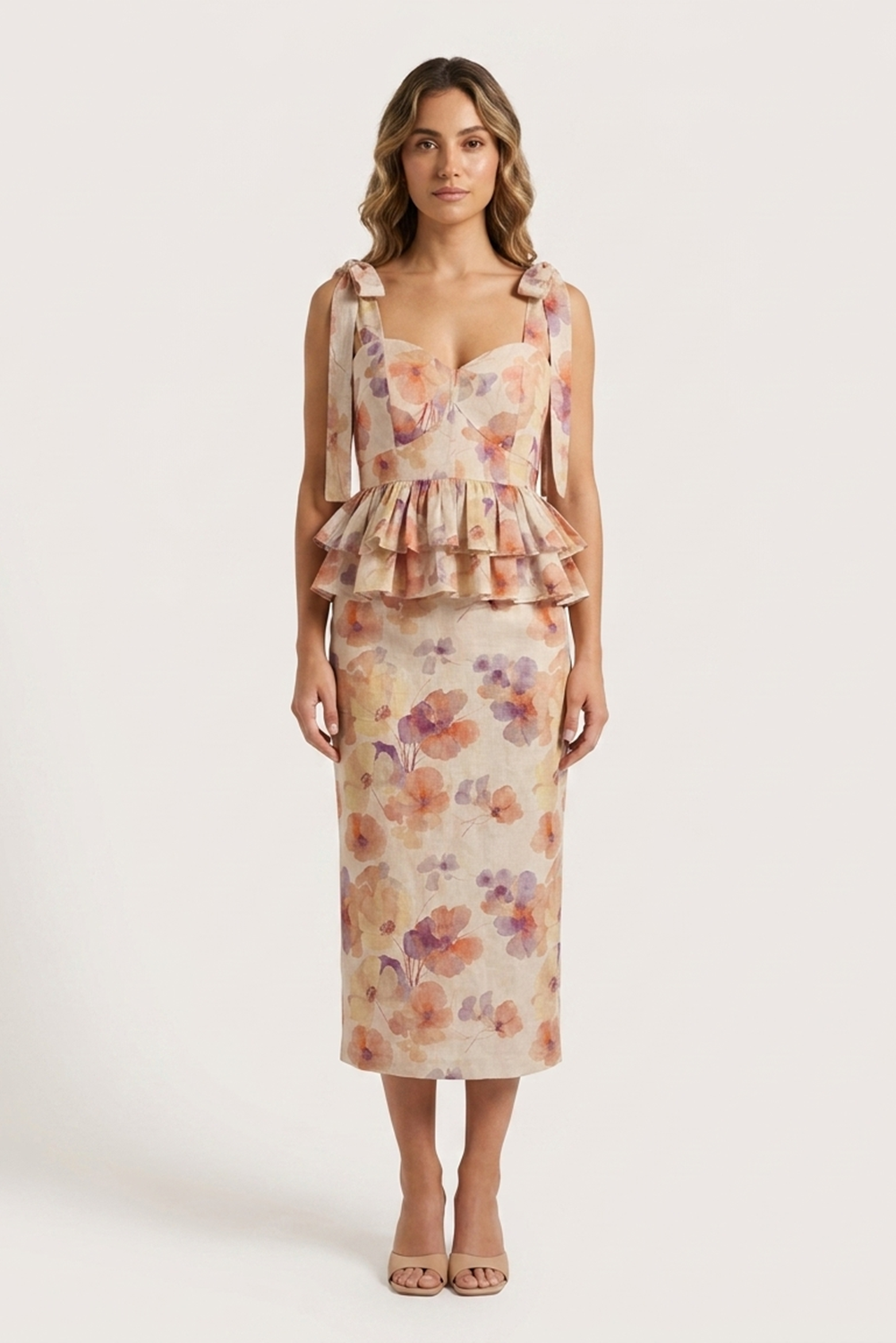 CAPRI PEPLUM TOP AND MIDI SKIRT