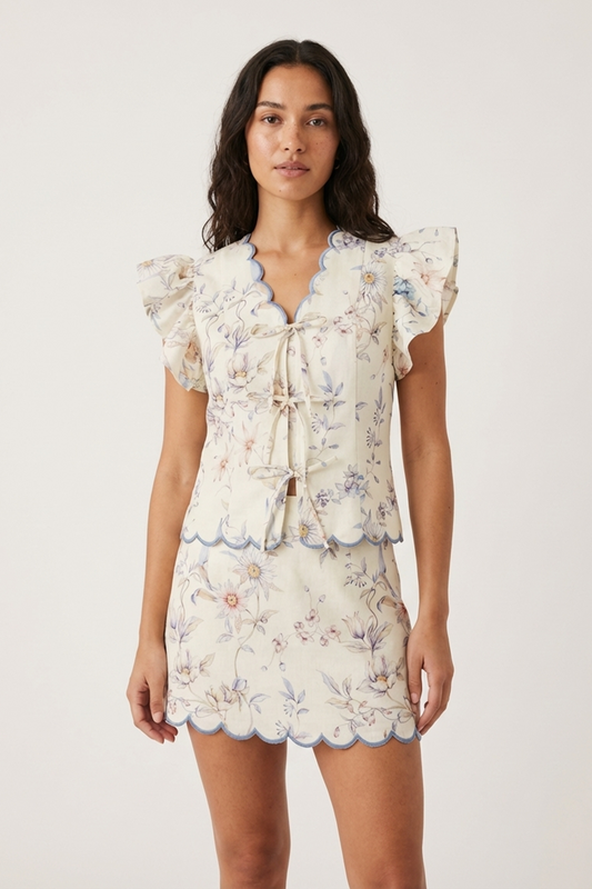 CLEA SCALLOPED SHIRT AND CLEA SHORT SKIRT