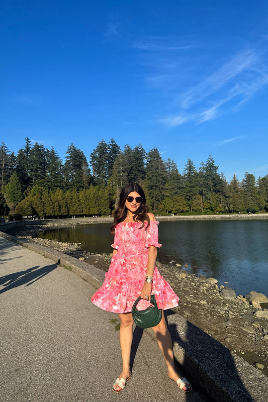 KHUSHNAZ TURNER IN OUR STELLA SHORT DRESS