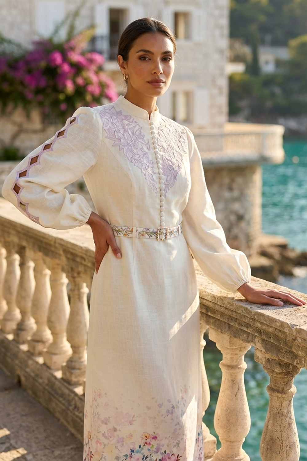 petra embroidered dress Petra White Embroidered Cotton Dress