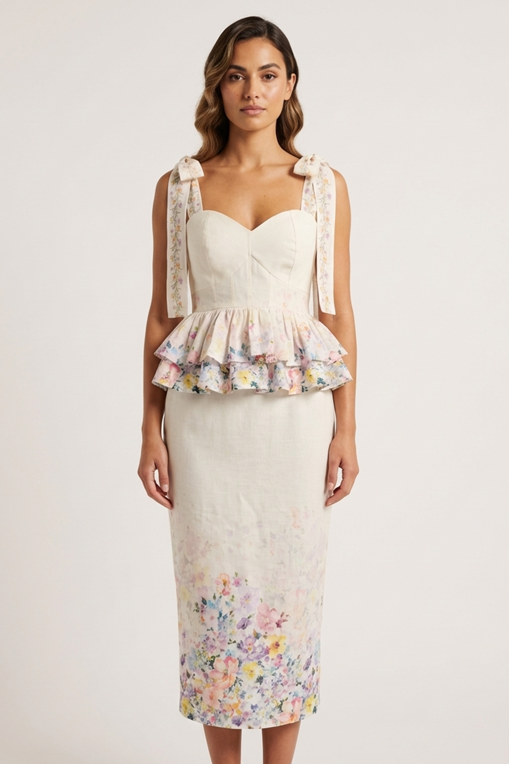 PETRA PEPLUM TOP AND PETRA MIDI SKIRT